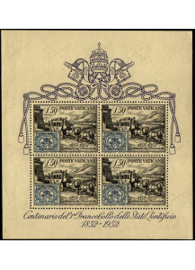 1952   Foglietto Del Centenario del Primo Francobollo Nuovo Perfetto Non Linguellato ** Pio XII